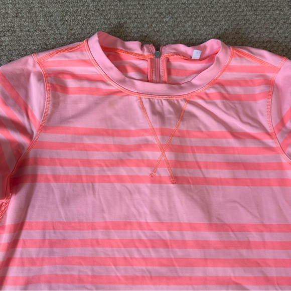 Lululemon Run: Warm Up Crew Ocean Stripe Bleached Coral / Pop Orange Sz 4 - Picture 8 of 9